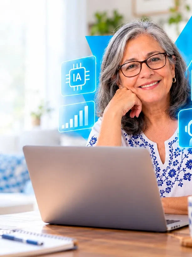 Adultos mayores aprendiendo a utilizar inteligencia artificial